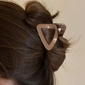 Minimalist caramel brown triangle hair claw clip for elegant women styling