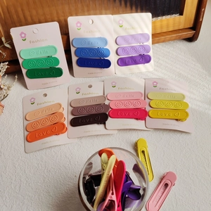 Set di Fermagli per Capelli Opachi in Colori Caramella per Donna Ragazze Faccia Sorridente Lettera a Becco d'Anatra Gioielli Moda
