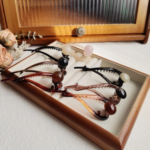 Vintage Twisted Banana Hair Clip With Faux Artificial Pearl Elegant Tortoise Shell Resin Hair Claw For Women Styling Ponytail Holder