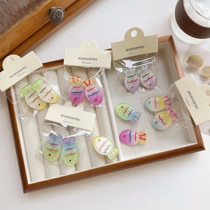 Cute Gradient Fish Shaped Hair Clips Plastic Resin Duckbill Hairpins Simple Sweet Summer Style Accessories For Women Girls