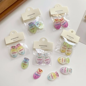 Colorful gradient resin fish hair clips set in vibrant macaron shades for summer styling