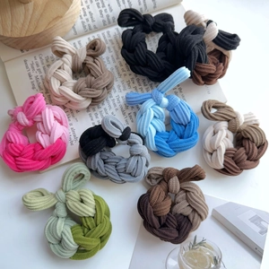 Women High Ponytail Braided Hair Tie Thickened Elastic Hair Band Multicolor Korean Style Woven Ponytail Holder Hair Accessories