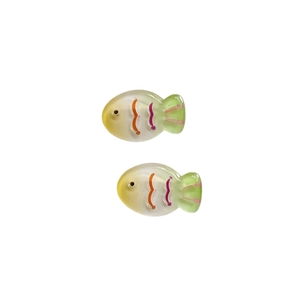 Cute gradient colorful small fish hair clips with yellow and green resin finish