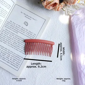 Matte red hair side comb for women碎发整理, 9.2cm curved plastic styling hair accessory