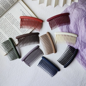 Detailed set of 9 matte hair side combs in multiple colors for stylish hair fixing