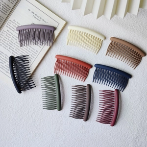 8-piece matte finish hair side combs set in Morandi colors for elegant hair styling