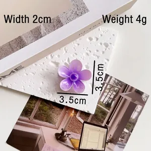 Mini purple flower hair claw clip with gradient translucent resin finish, 3.5cm size