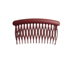 Matte dark red hair comb accessory for securing loose hair with a curved resin design