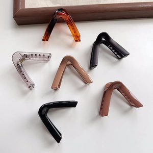 Set of 6 minimalist large V-shaped shark hair clips in assorted matte and glossy finishes