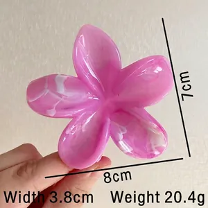 Molla per capelli a fiore in marmo rosa, accessorio per capelli in acrilico da 8 cm