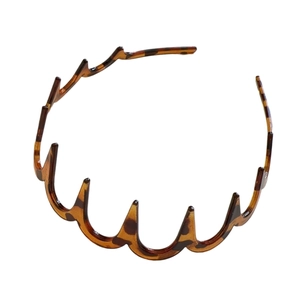 Classic tortoiseshell wavy headband for women with non-slip teeth for hair styling