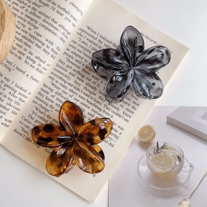 Molle per capelli a fiori vintage francesi color ambra e grigio traslucido su libro