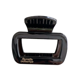 Pince à cheveux carrée noire brillante avec inscription dorée Barrette La France