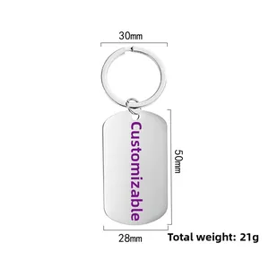 Customizable rugby motivational metal keychain with 50x28mm stainless steel dog tag