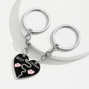 Best Friends Heart Puzzle Keychain Alloy Enamel Stitching Key Ring For Women Girls Friendship Jewelry Gift
