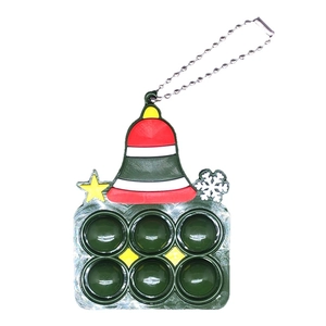 Portachiavi pop-it a campana di Natale in silicone con catena a sfere metallica