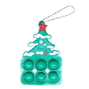 Portachiavi Pop-it albero di Natale in silicone verde con catenella in metallo