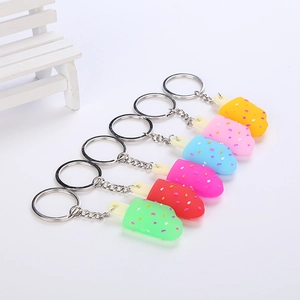 Detailed view of colorful silicone popsicle keychains in six vibrant summer candy colors