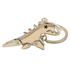 Mechanical alloy Tyrannosaurus Rex keychain with movable joints in champagne gold finish
