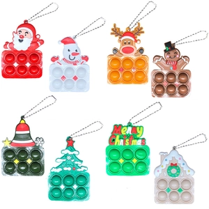 Weihnachten Pop It Schlüsselanhänger Silikon Sensorisches Anti Stress Spielzeug Weihnachtsmann Schneemann Tannenbaum Rentier Anhänger Geschenk
