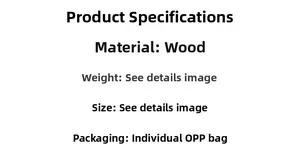 Detail showing product specifications card for wooden flag keychain in OPP bag
