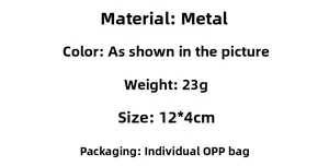 Detailed size chart and material specifications for the angel girl metal keychain
