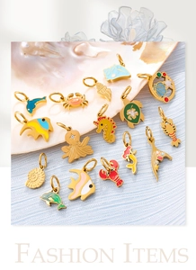 Detailed collection of colorful enamel marine charms including starfish and shells