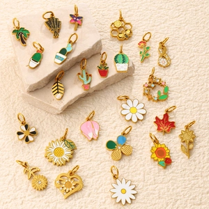 Ciondoli in Acciaio Inossidabile Smalto Fiore Cactus Ape per Creazione Gioielli Fai da Te Charms Botanici Colorati per Donne Ragazze