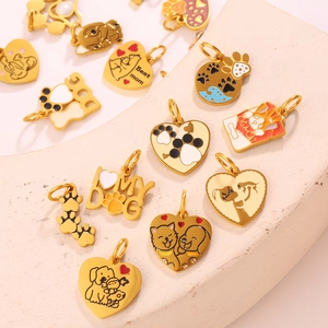 Pendentifs animaux en émail avec pattes dorées et formes de cœur pour bijoux DIY