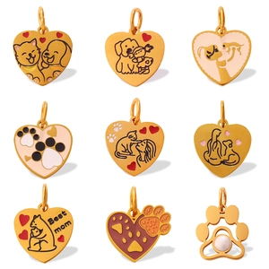 Lot de pendentifs cœur dorés avec empreintes de pattes et gravure Best Mom pour bijoux
