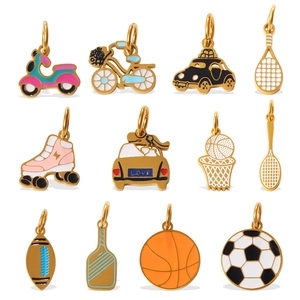 Colorful enamel sports and vehicle pendants in gold finish for jewelry making
