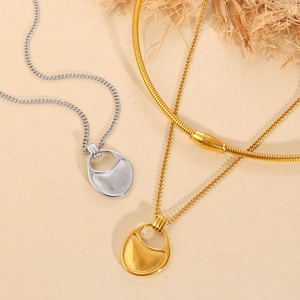 Minimalist Stainless Steel Geometric Hollow Pendant Necklace Snake Bone Chain For Women Men Gold Silver Fashion Jewelry