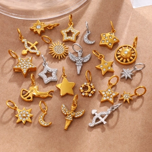 Edelstahl Stern Mond Engel Sonne Pfeil Anhänger Für DIY Schmuckherstellung Gold Silber Strass Charms Zubehör