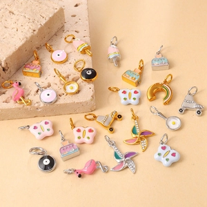 Cute Stainless Steel Enamel Pendants For DIY Jewelry Making Colorful Evil Eye Flamingo Butterfly Rainbow Charms For Women