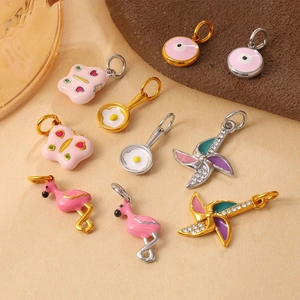 Exquisite ice cream devil eye windmill charms set in gold and silver stainless steel