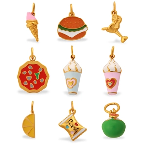Lot de 9 pendentifs émaillés en forme de burger et glace pour la création de bijoux DIY