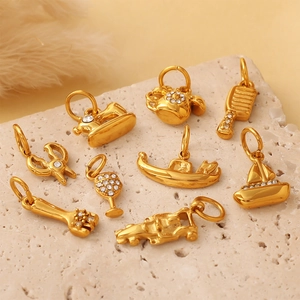 9-delige gouden roestvrijstalen hangerset met strass voor DIY-sieraden maken