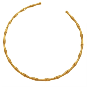 Schicker 18K vergoldeter Edelstahl Halsreif mit minimalistischem Bambusknoten-Design
