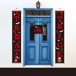 Halloween Porch Banner Trick Or Treat Digital Printed Polyester Door Decoration For Home Outdoor Party Scary Ornament