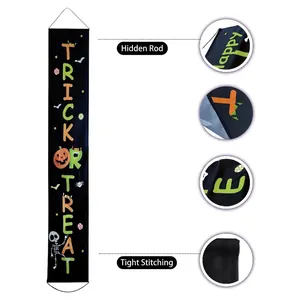 Trick or Treat Halloween banner with pumpkin and skull prints for home decoration