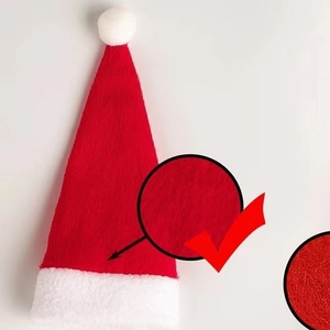 Mini Christmas hat decor for wine bottles and cutlery with soft plush trim and pompom