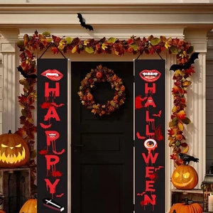 Oxford Cloth Halloween Porch Banner Red Lips Vampire Drip Decor For Outdoor Entryway Yard Party Halloween Decoration Hanging Flag