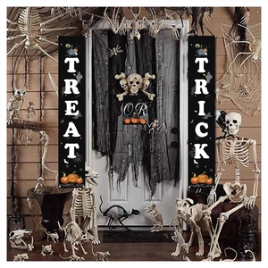 Halloween porch banners with Trick or Treat pumpkin designs for party home decor