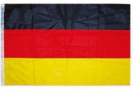 Close-up of Germany national flag with classic black red gold stripes and white header