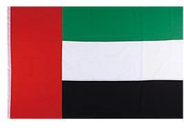 Flat lay view of a United Arab Emirates UAE flag made of durable lightweight polyester
