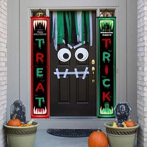 Lot de bannières de porte d'Halloween Trick or Treat pour une décoration de maison hantée