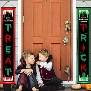 Lot de bannières de porte Halloween Trick or Treat avec motifs de Frankenstein et citrouille