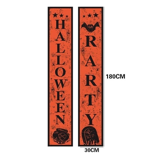 Halloween party banners set with 180cm tall orange and black decorative door curtains