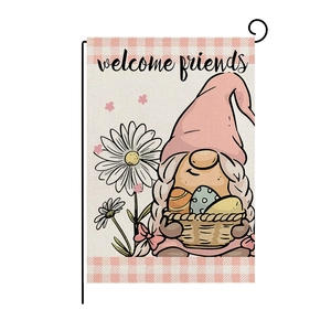 Double Sided Linen Easter Garden Flag Gnome Easter Egg Pattern Outdoor Yard Decorative Flag For Spring Home Decoration