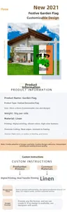 Detail view of St. Patrick's Day garden flag showing 30x45cm linen size and material specs